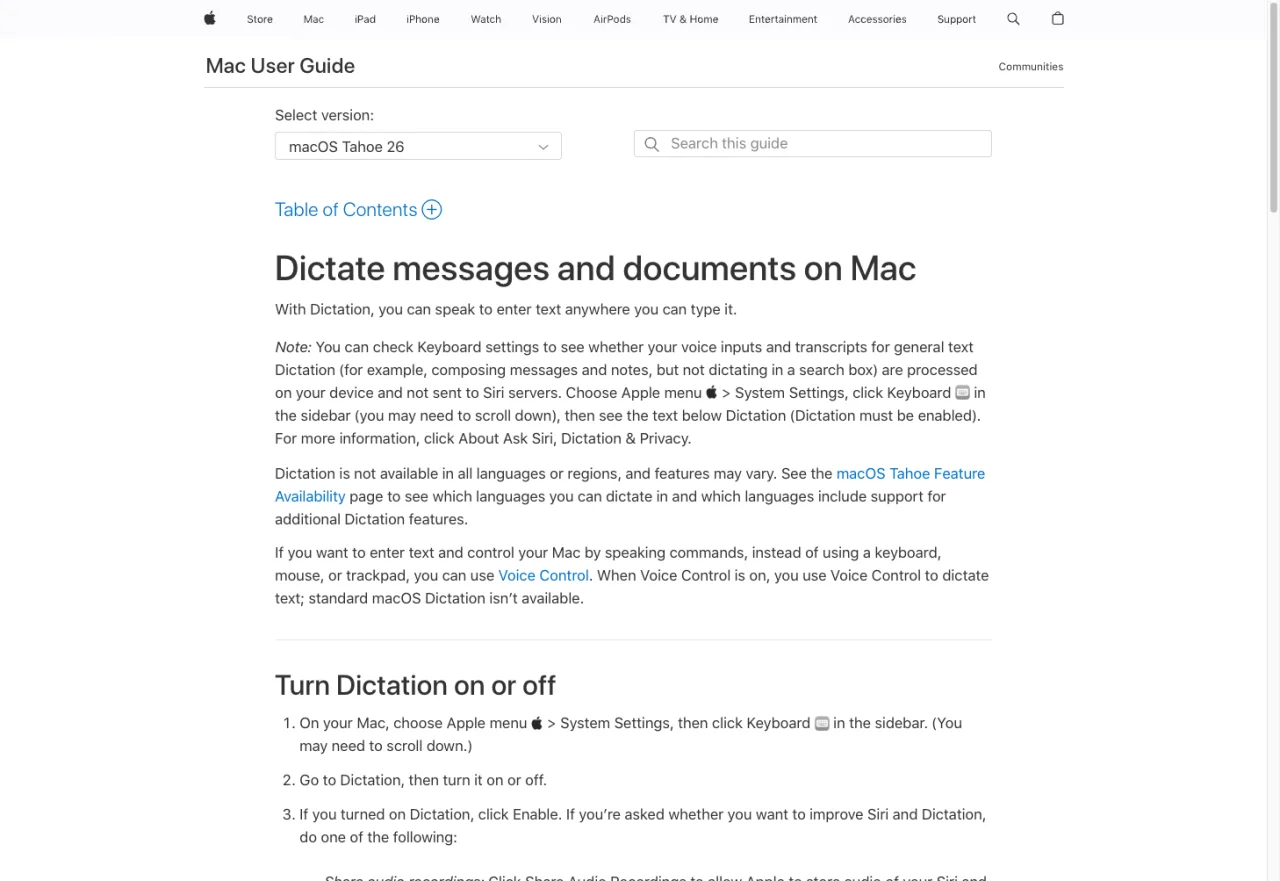 Apple Dictation vs Dragon for Mac comparison 2026