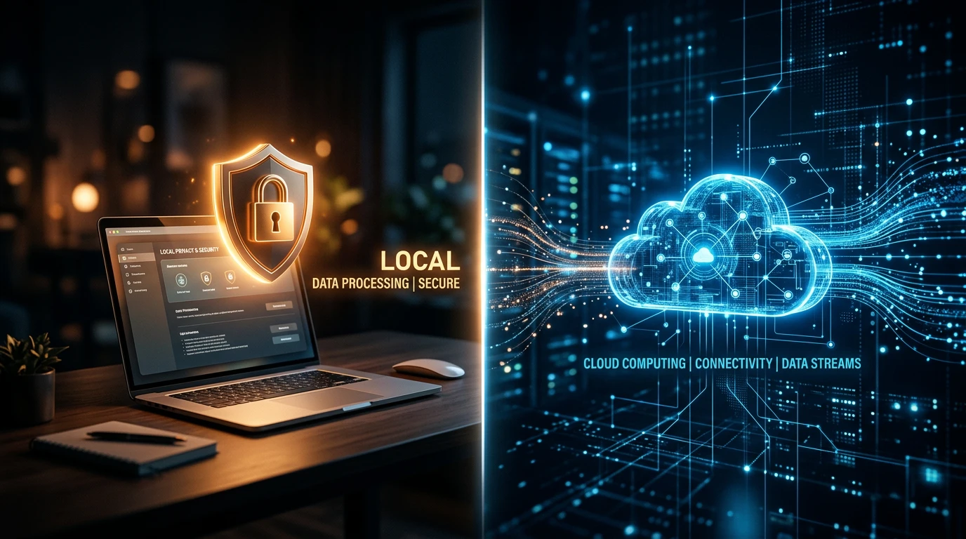 Offline vs cloud AI voice recorders — privacy comparison infographic
