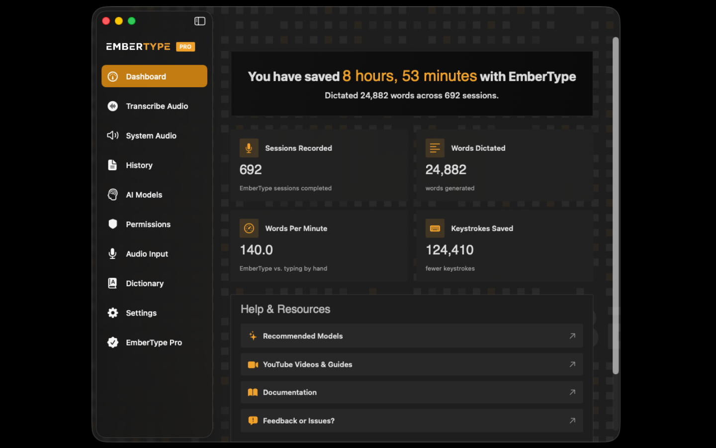 EmberType app window